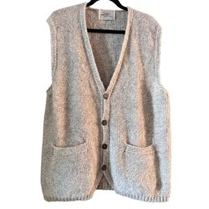 Donegal II Original Irish Wool Cardigan Vest Oatmeal Marled Knit Made in Ireland